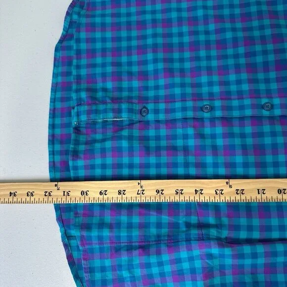 Duluth Flex Sidewinder Shirt Tunic Sz M UPF 30 Plaid Blue Outdoor Hiking - Picture 8 of 10